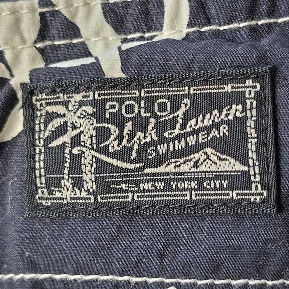 Polo Ralph Lauren Swimwear mens Large Hawaiian Print Aloha Navy White Preppy - Picture 7 of 10